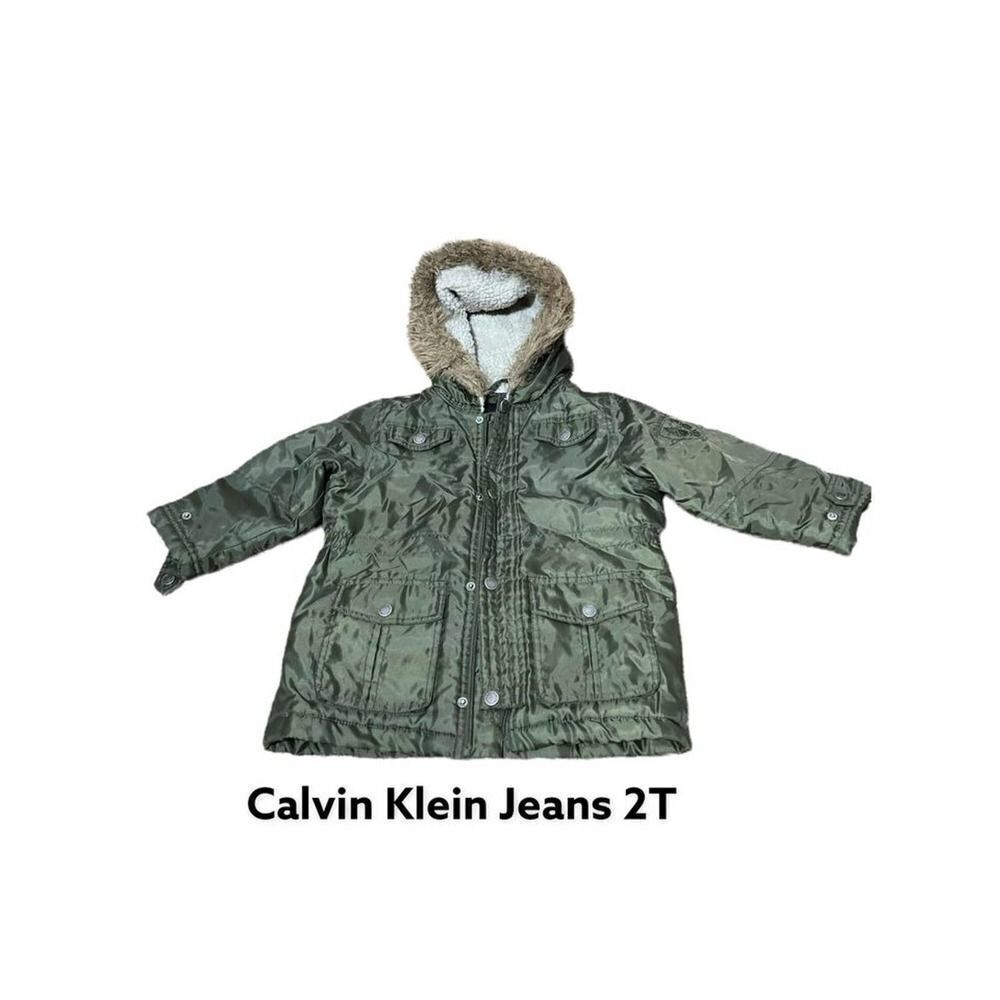 Calvin Klein Jeans Girl Toddler 2T Winter Coat Hooded *missing zipper*